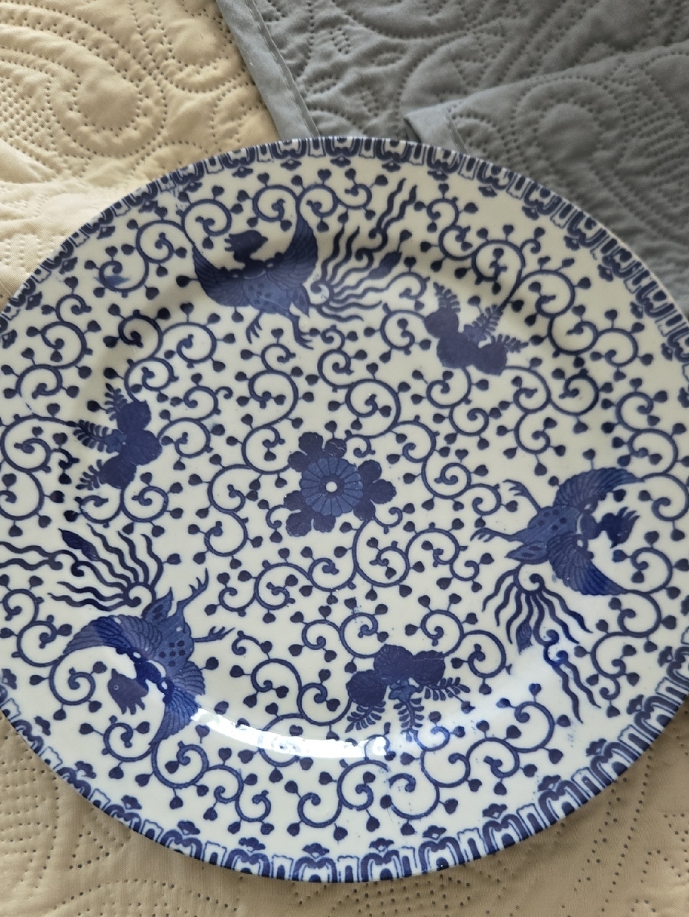 Blue and White Decorative Ceramic Plate